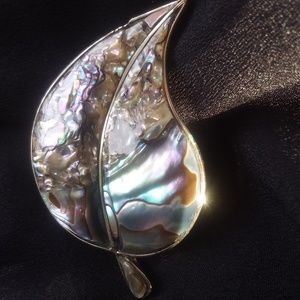 Leaf Brooch - Silver & Shell